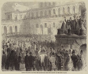 Viktor Emanuel zdraví Florenťany z galerie paláce Pitti od Gustave Janet