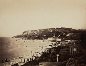 Pláž v Sainte-Adresse, s lázněmi Dumont, 185657. od Gustave Le Gray