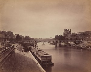 Pont du Carrousel, Paříž: Pohled na západ z Pont des Arts od Gustave Le Gray