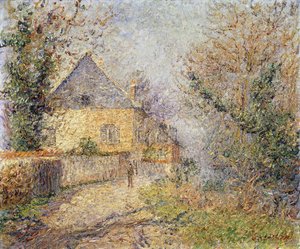 Domy na břehu L"Eure, Louviers; Maisons au Bord de L"Eure, Louviers, 1902 od Gustave Loiseau