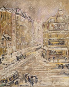 Clignancourt Street Under Snow, 1924 od Gustave Loiseau