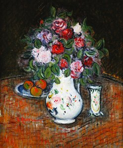 Váza s květinami a mísa s ovocem; Váza s květinami a mísa s ovocem, od Gustave Loiseau