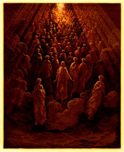 The Angels in the Planet Mercury, ilustrace z The Dore Gallery, publikovaná kolem roku 1890 (digitálně vylepšený obrázek) od Gustave after Dore