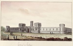 Vězeňská věznice v Pensylvánii, 1831 (pero a inkoust a wc na papíře) od Gustave de Beaumont