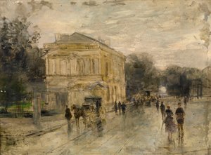 Brusel v dešti (olej na panelu) od Gustave de Duyts