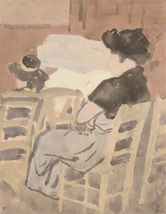 Žena a mladá dívka v interiéru kostela (akvarel na papíře) od Gwen John