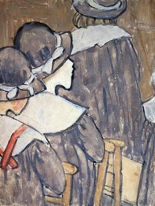 Děti v kostele (barva těla přes stopy tužky na papíře) (viz také 130312, 281886) od Gwen John