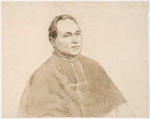 Portrét kardinála (uhel a akvarel na papíře) od Gwen John