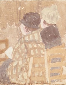Dvě ženy sedící v kostele (akvarel na papíře) od Gwen John