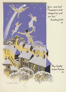 Peter Pan a Wendy: John byl poslední, protože se zastavil, aby si nasadil nedělní klobouk, Ptáci letěli (barva litho)