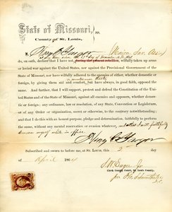 Věrnostní přísaha Henryho C. Yaegera z Missouri, hrabství St. Louis od H.C. Yaeger