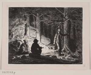 Ilustrace pro "Letní noc v Krogskoven" od H.P. Hansen