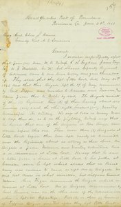 Dopis H. T. Reida, ústředí, Post of Providence, Louisiana, brigádnímu generálovi Eliasovi S. Dennisovi, 22. června 1863 od H.T. Reid