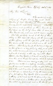 Odvolání od členů společnosti kapitána Eppsteina, domácí stráže Boonville, věznice Capitol, Jefferson City, generálmajora Fremonta, 1. října 1861    Maj.Genl. Fremont     Vážený pane.     Níže podepsaní občané Cooper County Mo. a pozdní membe od H. L. Hoefer