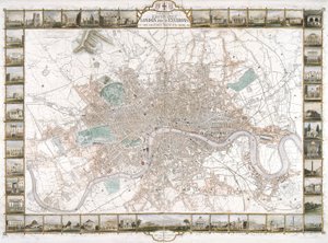 Mapa Londýna, 1851 od H Lacey