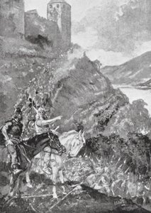 Teutoni a Keltové se spojují v úsilí o vyhnání Římanů z Galie (litografie)