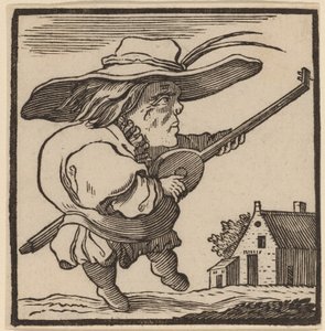 Hrbáč hrající na loutnu od H. Numan after Jacques Callot