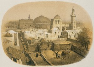 Kostel Božího hrobu v Jeruzalémě. Lept Stelzner - Steinkopk J.F. Editore od H. Stelzner
