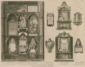 Západní strana Poets Corner, Westminster Abbey, Londýn od H. Villiers