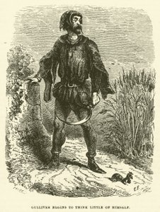 Gulliver o sobě začíná myslet málo (rytina) od after Hablot Knight Browne