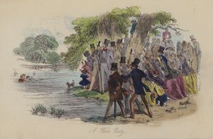 Ilustrace pro Lewis Arundel aneb The Railroad of Life od Franka E Smedleyho (barevná rytina) od after Hablot Knight Browne