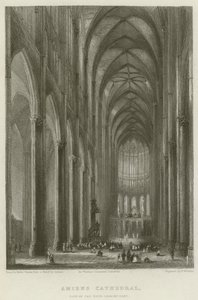 Katedrála v Amiens, pohled do lodi, východní pohled od Hablot Knight Browne