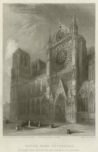 Katedrála Notre Dame, jižní průčelí, na kterém je vidět růžové okno transeptu od Hablot Knight Browne