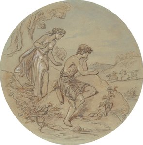 Jeden z osmnácti návrhů pro sérii desek ilustrujících Venuši a Adonise od Hablot Knight Browne