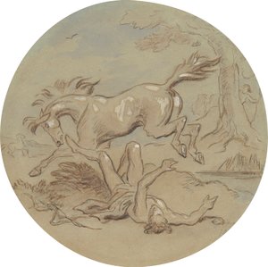 Jeden z osmnácti návrhů pro sérii desek ilustrujících Venuši a Adonise od Hablot Knight Browne