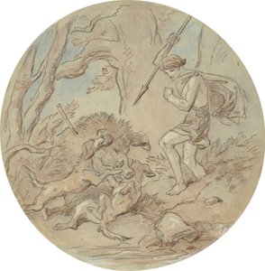 Jeden z osmnácti návrhů pro sérii desek ilustrujících Venuši a Adonise od Hablot Knight Browne