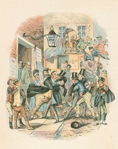Scéna z Nicholas Nickelby od Charlese Dickense, 1838-1839 od Hablot Knight Browne