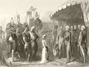 Předání Maharajah Dhuleep Singh siru Henrymu Hardingeovi od Hablot Knight Browne