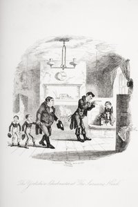 Školník z Yorkshiru v Saracénské hlavě, ilustrace z „Nicholase Nicklebyho“ od Charlese Dickense (1812-70) vydaného v roce 1839 od Hablot Knight Browne