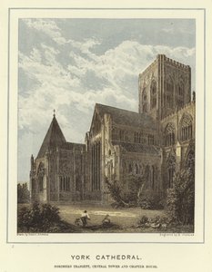 Katedrála v Yorku, severní transept, centrální věž a kapitulní síň od Hablot Knight Browne