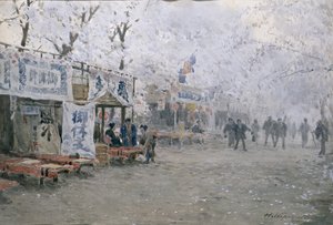 Cherry Blossom Festival, cca 1903 (akvarel na špinavě bílém papíře) od Hachir Nakagawa