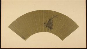 Podomní obchodník a dítě při pohledu na měsíc, období Edo, konec 17.-začátek 18. století.