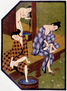 Koupání mladých japonských dívek - v ""Japonských panenkách"" od Féliciena Champsaura, ill. Hanafusa Itcho, Paříž