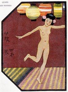 Mladý japonský nahý tanec - v “”Japonské panence”” od Féliciena Champsaura, ill. Hanafusa Itcho, Paříž