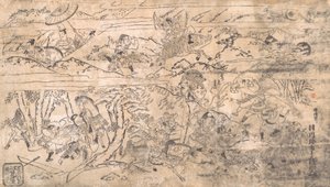 Bitevní scéna, konec 17.-začátek 18. století. od Hanekawa Chincho