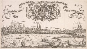 Panoramatický pohled na Norimberk: Středová část, 1552.