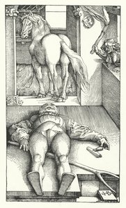 Okouzlený ženich (rytina) od Hans (after) Baldung Grien