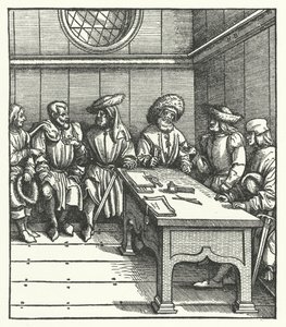 Rada vlámských rolníků bouřících se proti vládě arcivévody Maxmiliána Rakouského od Hans (after) Burgkmair