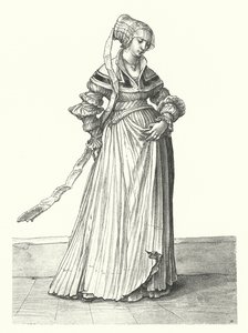 Kostým ženy z Basileje (rytina) od Hans (after) Holbein the Younger
