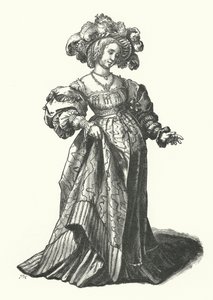 Kostým ženy z Basileje (rytina) od Hans (after) Holbein the Younger