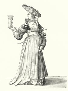 Kostým ženy z Basileje (rytina) od Hans (after) Holbein the Younger
