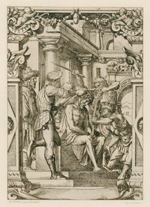Ježíš Kristus, korunovaný trním (rytina) od Hans (after) Holbein the Younger