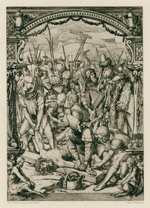 Ježíš Kristus, přibitý na kříž (rytina) od Hans (after) Holbein the Younger