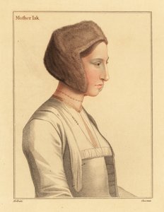Margaret Clement, pěstounka Thomase More., 1812 (rytina) od Hans (after) Holbein the Younger