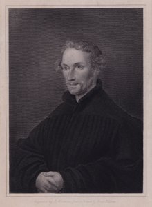 Philipp Melanchthon, německý protestantský reformátor a spolupracovník Martina Luthera (rytina) od Hans (after) Holbein the Younger