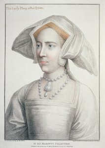 Portrét Lady Mary po královně (1516-58) vyrytý Francescem Bartolozzim (1727-1815) 1796 (rytina) od Hans (after) Holbein the Younger